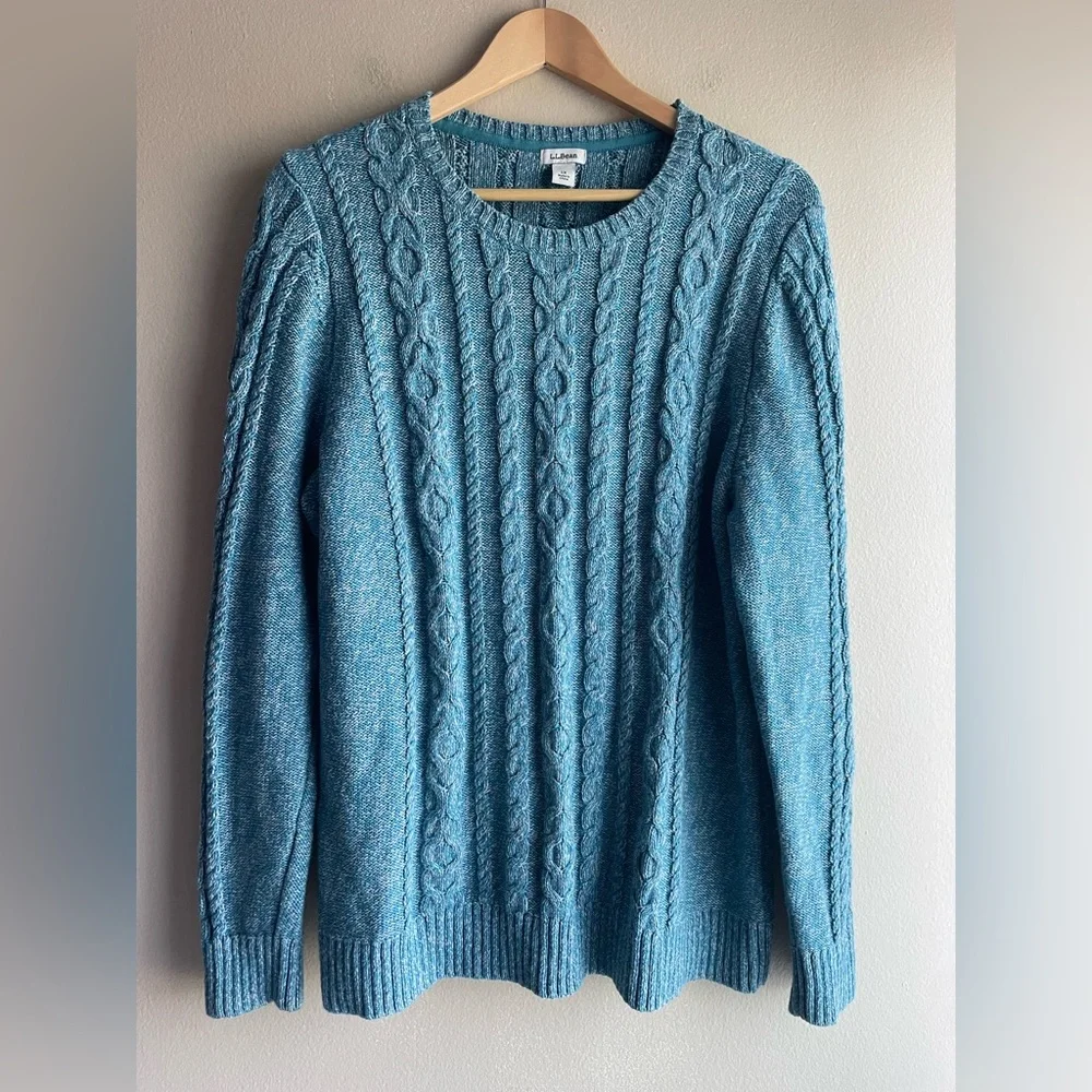 L.L.Bean Women Blue Thick Crew Neck Sweater Size 1X Long Sleeve - Picture 1 of 9